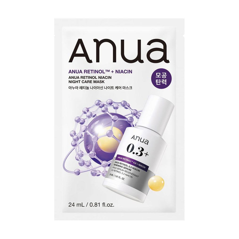 Нічна тканинна маска для обличчя Anua Retinol Niacin Night Care Mask з ретинолом та ніацинамідом, 24 мл